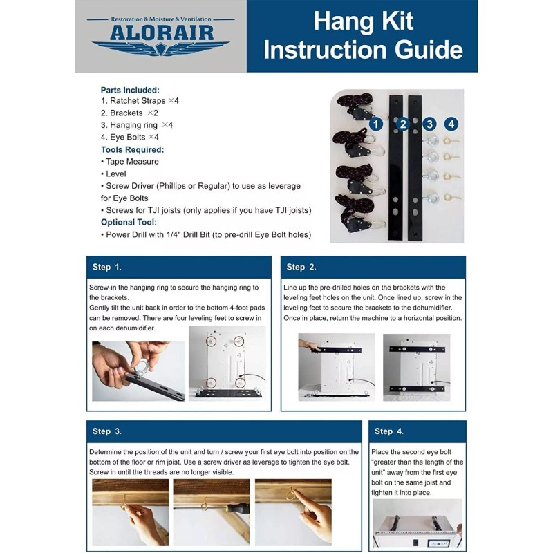 AlorAir Hanging Kits for Crawl Space & Basement Dehumidifiers Easy