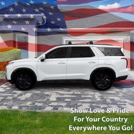 BOGAR TECH DESIGNS Precut Quarter Window American Flag Vinyl Decal Sticker Compatible with Hyundai Palisade 2020-2025, Distressed Matte Black