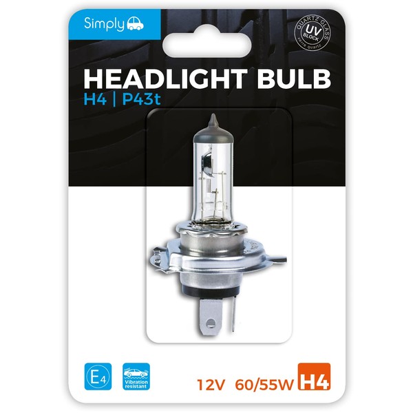 Simply S472 H4 Car Headlight Bulb, 12V, 60/55W, Complies with