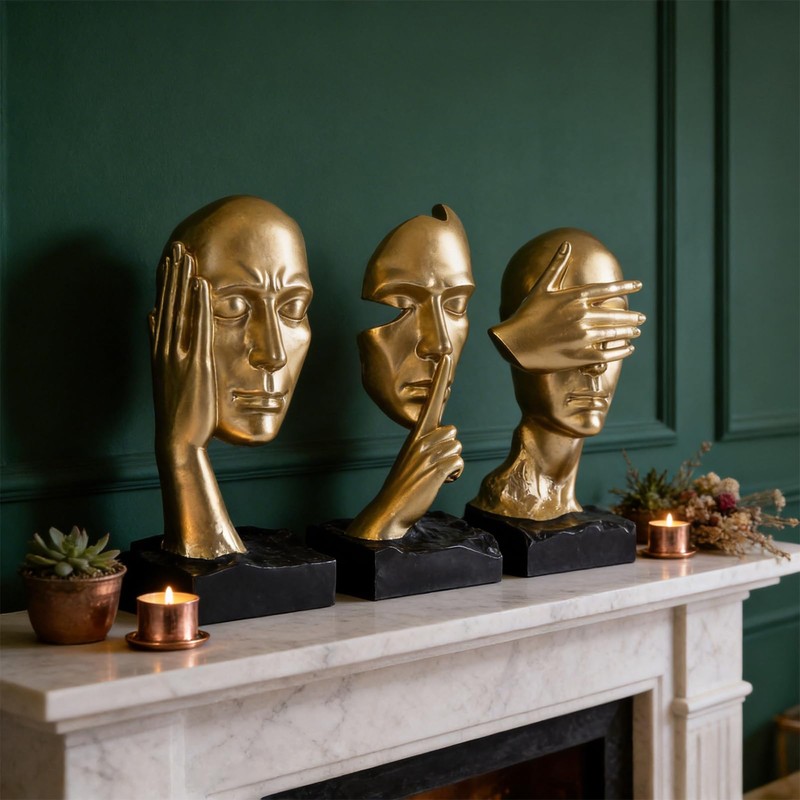 XIAOMAGG Thinker Statue Set of 3 See No Evil Hear