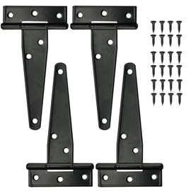 HuYiGGZ 4 Pack T Hinges 3 Inch Door Barn Gates Hinges Black Garden Gate Shed Hinges Heavy Duty Metal T Strap Tee Hinge with Screw for Wooden Shed Gates Barn Windows