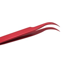 Mingzhe Aluminum Alloy High Hardness Tweezer Set Ideal for Precise Electronic Repairs Under Microscope, Curved Straight Head for PCB Soldering (Red)