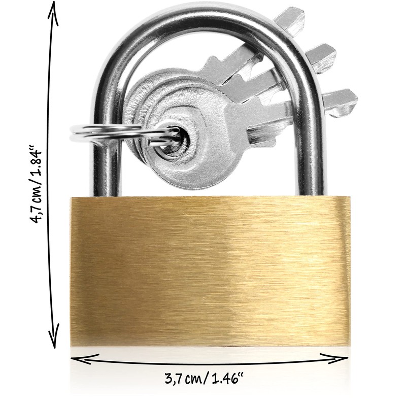 com-four® 4x Padlock made of brass - Padlock with 2