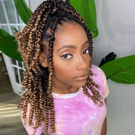 Passion Twist Hair 10 Inch 8 Packs Pre-twisted Passion Twist Crochet Hair for Women Pre-looped Water Wave Crochet Braids Bohemian Curly Crochet Hair Extensions 1B/30/27