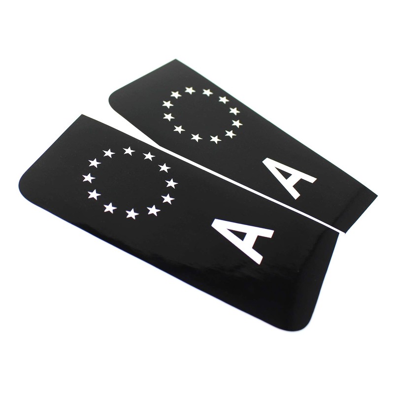 2 x Number Plate EU Field Sticker Film, Black, Car,