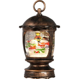 Snow Globe Christmas, Lighted Christmas Snow Globes with Snowman, Musical Snow Globe Lantern with Swirling Glitter, Christmas Decor Holiday Party Gifts(Snowman)