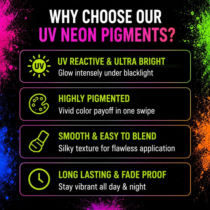6 Color UV Reactive Neon Pigment Powder Set – Blacklight