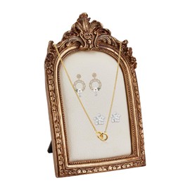 NICENEEDED Vintage Jewelry Tray, Frame Organizer Baroque Style Jewelry Display Stand with Velvet Backing, Necklace Organizer Earring Holder for Women Wedding Photo Props