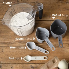 Moritz & Moritz Cup Messbecher – Messbecher Set aus Messlöffel Set und Messbecher Spülmaschinenfest – Zum Kochen & Backen mit Kindern (1L)
