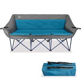 LANMOUNTAIN 3 Person Camping Chairs,Supports 900Lbs,Oversized Loveseat Camp Chair w/Cup Holder,Wine Glasses Holder,Heavy Duty Extra Large Outdoor Folding Sofa Perfect for Family Picnic,Parties,Garden