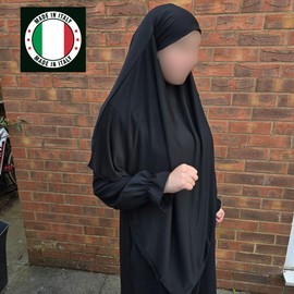 Yaqeen Jersey Khimar Long Hijab for Muslim, Diamond Cut Headscarf, Lycra, Prayer Dress, Muslim Scarves, black