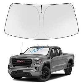 Front Windshield Sun Shade Foldable Sunshade Protector Custom Fit 2022 2021 2020 2019 GMC Sierra 1500 2500 3500 SLT, AT4, Denali Pickup Accessories 2022 Upgrade