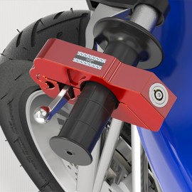 1PZ F7C-H0L Motorcycle Handlebar Locking Brake Clutch Lever Security Locks Anti-Theft with 2 Keys for ATV Scooter Mopeds Motorcycle Gas Clutch Lock (Red)