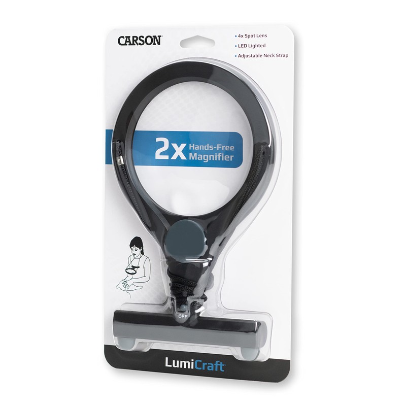 Carson® LumiCraft LED Lighted Hands-Free 2x Magnifier with 4x Spot