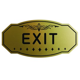 EXIT Victorian Door/Wall Sign (Brushed Gold) - Large 5" x 10"
