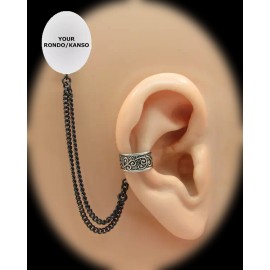 The HearClip Celtic Ear Cuff HearClip - Safety Line Retainer for Kanso Cochlear Implant - Double Black Chain
