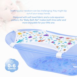 Patterned Towel Baby Bath Net - Adjustable, Safe, and Hygienic, 6 Point Safety Feature