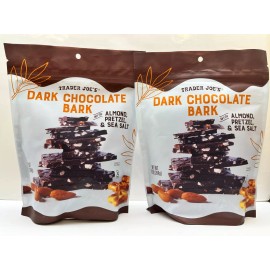 Trader Joe's 2 Trader Joe's Dark Chocolate Bark with ALMOND PRETZEL & SEA SALT 10 OZ EACH BAG