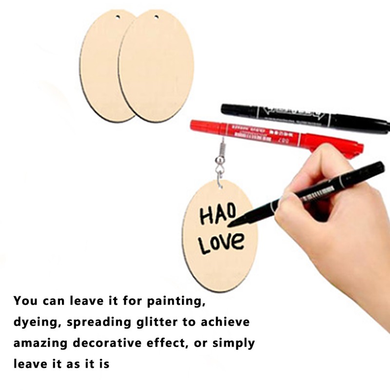 Wood Ornament Pieces Unfinished Wood Blank Earrings DIY Hand‑made Craft