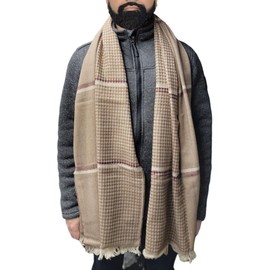 GFM Unisex Herringbone and Plaid Checks Scarf (PLS-HBSCF-Light Brown)