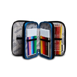 Seven Pencil Case, Multicoloured, Pencil Case for Stationery, Case with Pens, Ballpoint Pens, & More, 3 Compartments, Girls & Boys, School - Primary School, XXL Navybush Multicoloured, Taupe/coral,