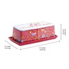 Bico Red Spring Bird Ceramic Butter Dish with Lid, Wide