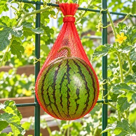 Watermelon Support Net Bags for Vertical Growing – 100-Piece Heavy-Duty Plastic Mesh Slings for Garden Trellises