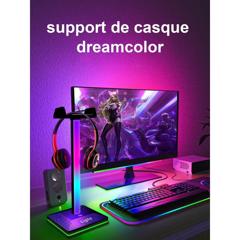 GIPOYENT Illuminated Gaming Headset Stand RGB with USB Port Illuminated