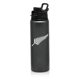 25 oz Water Bottle Sports Travel Mug Gift New Zealand Silver Fern (Charcoal)