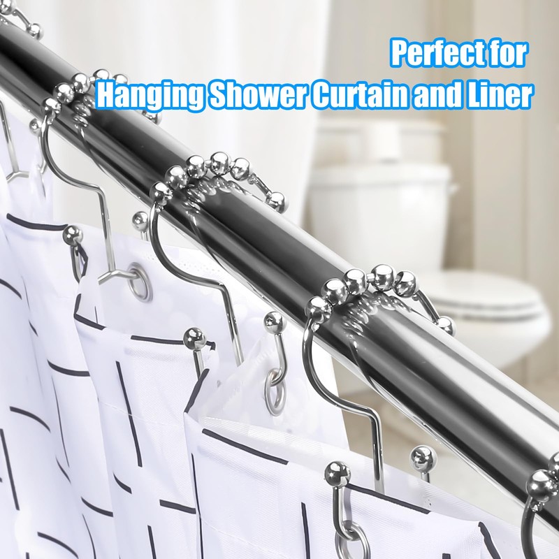 Shower Curtain Rings,Shower Curtain Hooks,Rust Proof Secure Lock Ring Clips