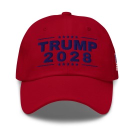 Yupoong Trump 2028 Cap Navy Embroidered Trump Dad Hat MAGA Unstructured Low Profile Hat - White