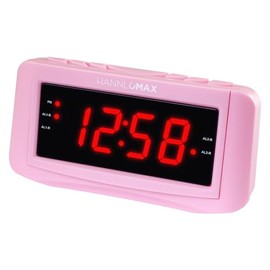 HANNLOMAX HX-117CR Alarm Clock Radio, PLL AM/FM Radio, 1.2" Red LED Display, Dual Alarm, Alarm Wake Up to Radio or Buzzer (Pink)
