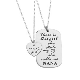 FEELMEM Grandma Granddaughter Gifts,Necklace,Gift for Granddaughter,There Is This Who Stole My Heart She Calls Me NaNa Necklace Set(