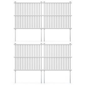 Happygrill 4 Panels Air Conditioner Fence, 45”W x 45”H White Garden Fence, Vinyl Pool Equipment Enclosure w/Metal Ground Stakes, Reasonable Slat Spacing, Outdoor Privacy Fence Screen for Garden Patio