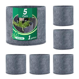 BW BEST WAY 1 Gallon /5Pcs Grow Bags, Premium Nonwoven Aeration Fabric Planting Pots with Handles, Thickened and Heavy Duty for Vegetables Flowers Fruits, Indoor & Outdoor Gardening Nursery (1 gallon)