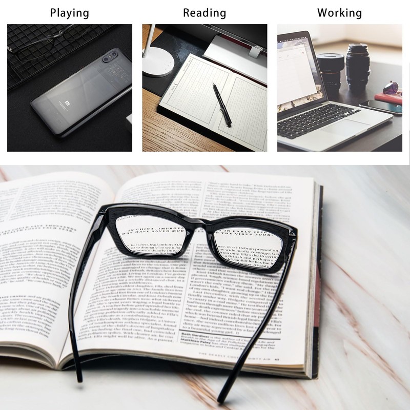 KoKoBin 3 Pack Retro Square Oprah Style Reading Glasses for