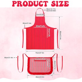 XLSXEXCL 6 Pcs 1950s Waiter Couple Costume Kit, Hot Dog Popcorn Costume, Soda Jerk Costume, Red and White Striped Apron, Chef Hat, Red Bow Ties Adjustable for Couple 50s Costume Cosplay Party