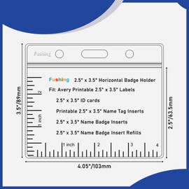 2.5x3.5 Inch Name Badge Holders - Fushing Clear Plastic Horizontal Name Tag Badge ID Card Holders for 2.5 x 3.5 Inch Labels, ID Cards, Name Badge Inserts or Name Tag Inserts (100)