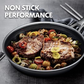 LigtSpce Non Stick Frying Pans, 12 inch Hybrid Frying Pans Nonstick,non stick Stainless Steel Skillets, Dishwasher/Oven Safe Cookware, Induction Compatible, PFOA Free Cookware