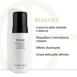 Chrissie Cosmetics Brightening Facial Cleansing Foam 150 ml - Clinically Tested, Paraben-Free, Nickel Tested and Cruel
