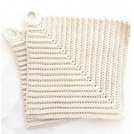 Topflappen 100% Baumwolle gehäkelt ca. 19 x 19 cm in natur/creme