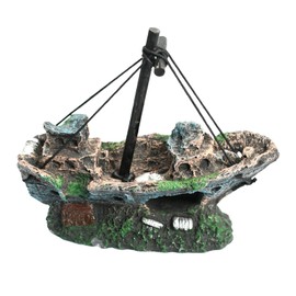 Godneei Aquarium Decoration, Wreck Ornament, Resin Fish Tank Accessories, Home Tank Decorations, Boat Shape Aquarium Accessories for Fish and Shrimp Hiding Cave Craft Decoration