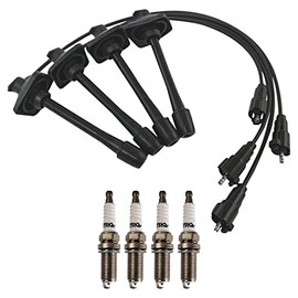 TRQ Ignition Kit Spark Plugs Spark Plugs Wire Set Compatible with 1996-2001 Toyota Camry 1999-2001 Solara