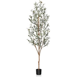 Kazeila Artificial Olive Tree 6FT Tall Faux Silk Plant for Home Office Decor Indoor Fake Potted Tree with Wood Branches and Fruits