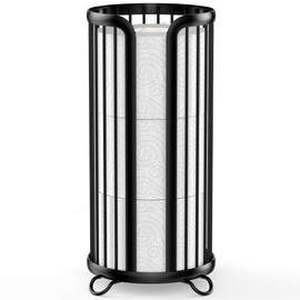 Bunoxea Toilet Paper Holder Stand, Freestanding Toilet Tissue Organizer, Minimalistic Storage Solution, Reserve Mega Rolls-Modern Black