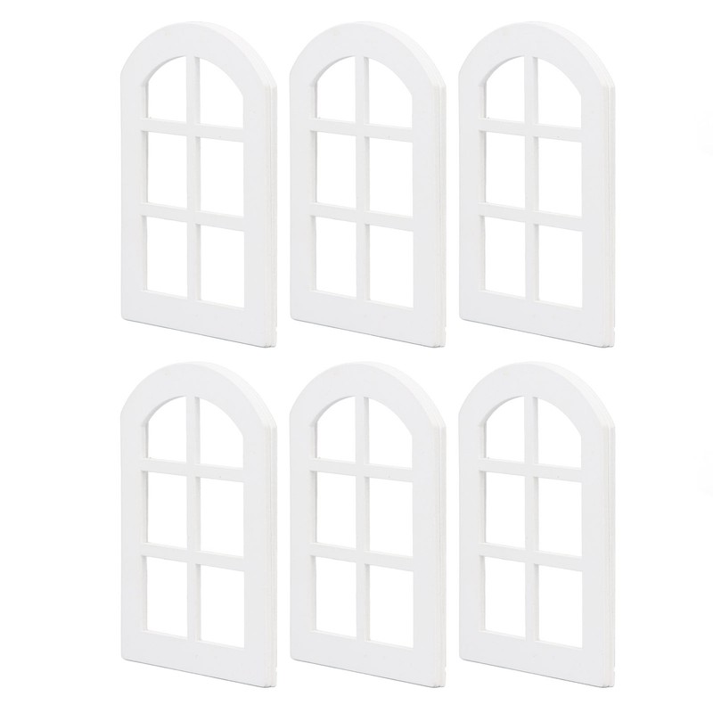 6PCS Dollhouse Windows Miniature Window Frame Ornament 1:12 Scale Dollhouse
