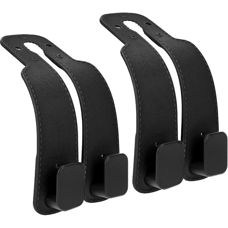 2-Pack Car Seat Back Double Hook, Leather Car Headrest Hooks