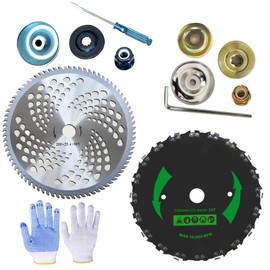 Upgraded 9" x 20T Chainsaw Tooth Cutter,110" x 80T Carbide Tip Brush Blades with Universal Adapter Kit,Premium Stainless Steel Trimmer Head Compatible with Cutter, Trimmer, Weed Eater (2 Pack)