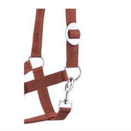 Halter Lead Rope Set with Snap Hook Adjustable Horse Halter Horse Wooden Horse Tie Rope (Panic Hook Light Brown, Shetty)