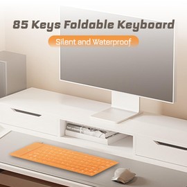 85 Keys Foldable Silicone Keyboard, USB Waterproof Wired Rollup Keyboard, Portable Silent Typing Soft Touch Keyboard, for PC Laptop Notebook(Orange)